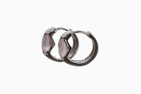 Divya दिव्या | Rosenquarz | Hoop | Silber | Rhodiniert